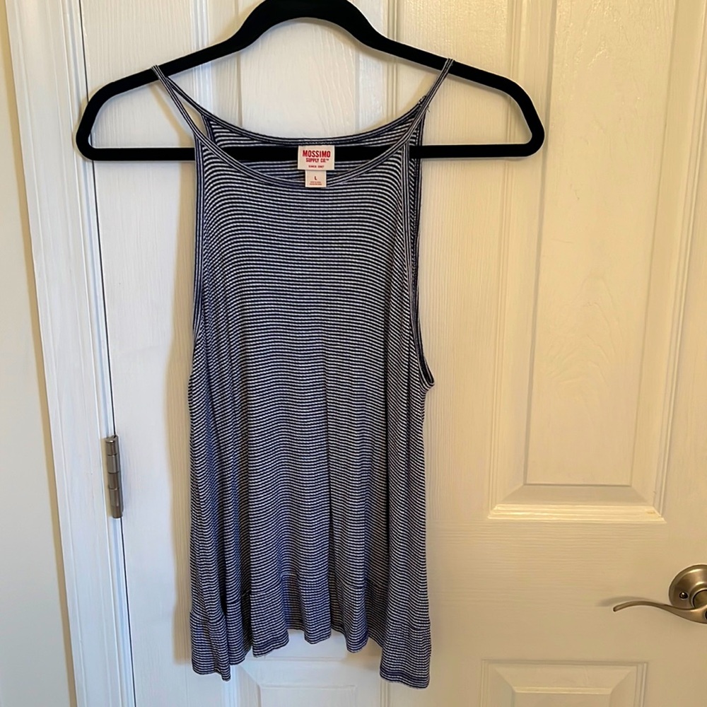 Missimo Supply Co Blue and White Striped Tank Top Size Large
